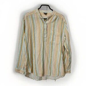 Eddie Bauer Stripe Cotton Gauze Popover Shirt Womens Medium